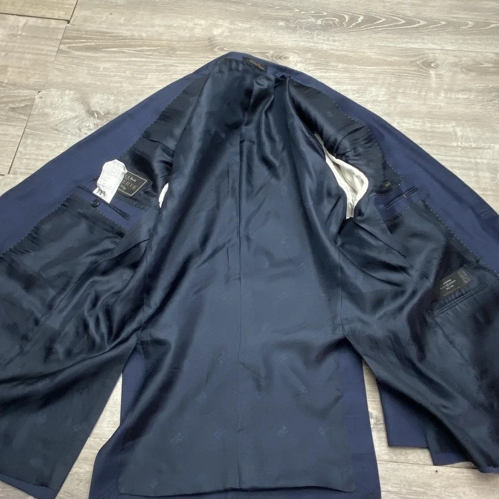 Jos A Bank Suit Jacket 41R Mens Blue‎ Check Wool Reserve Cerruti Tailored Fit